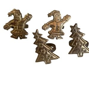 Vintage brass Christmas napkin rings. 1994 made in India.
